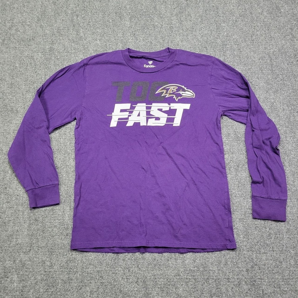 Fanatics Baltimore Ravens Long Sleeve Shirt Youth Large Purple NFL Football‎